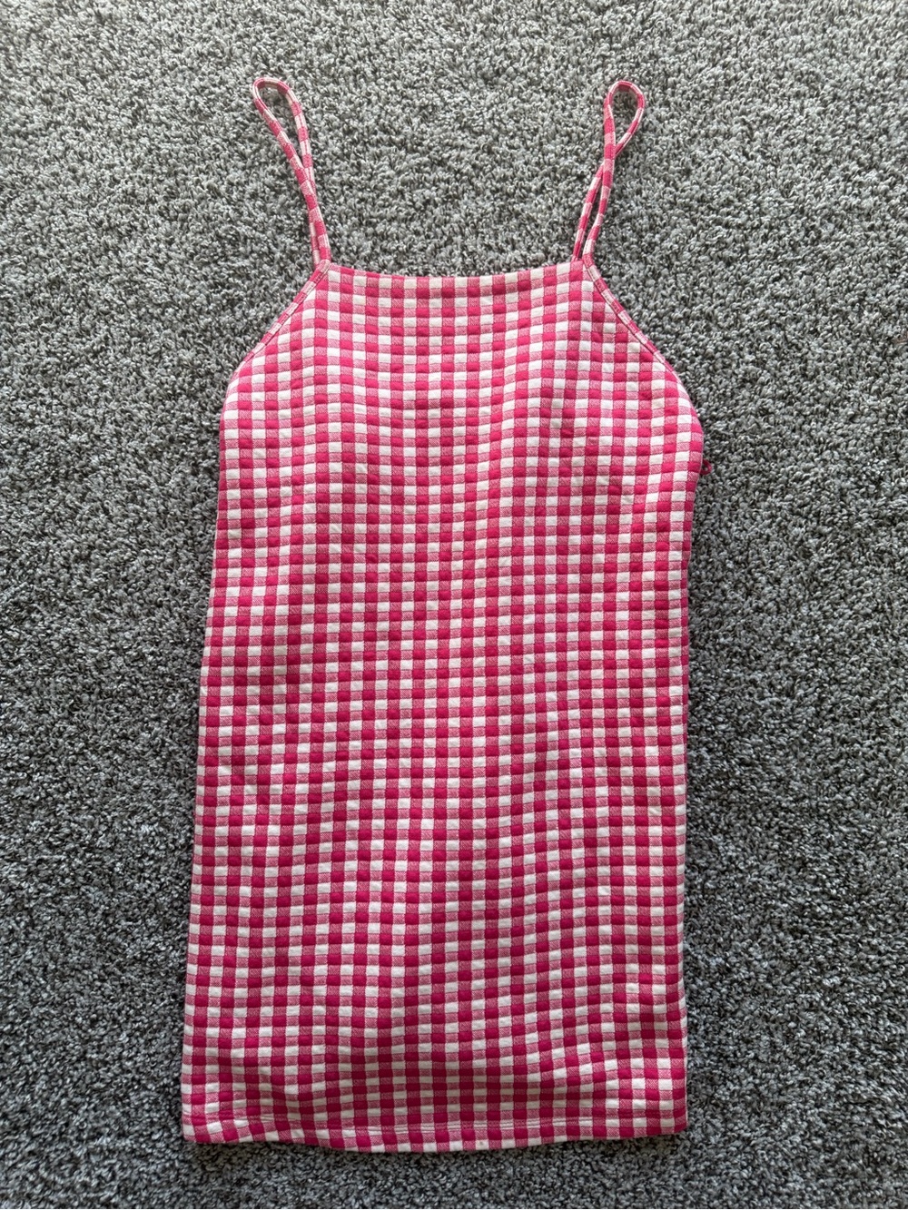 Zara Pink and White Gingham Spaghetti Strap Dress